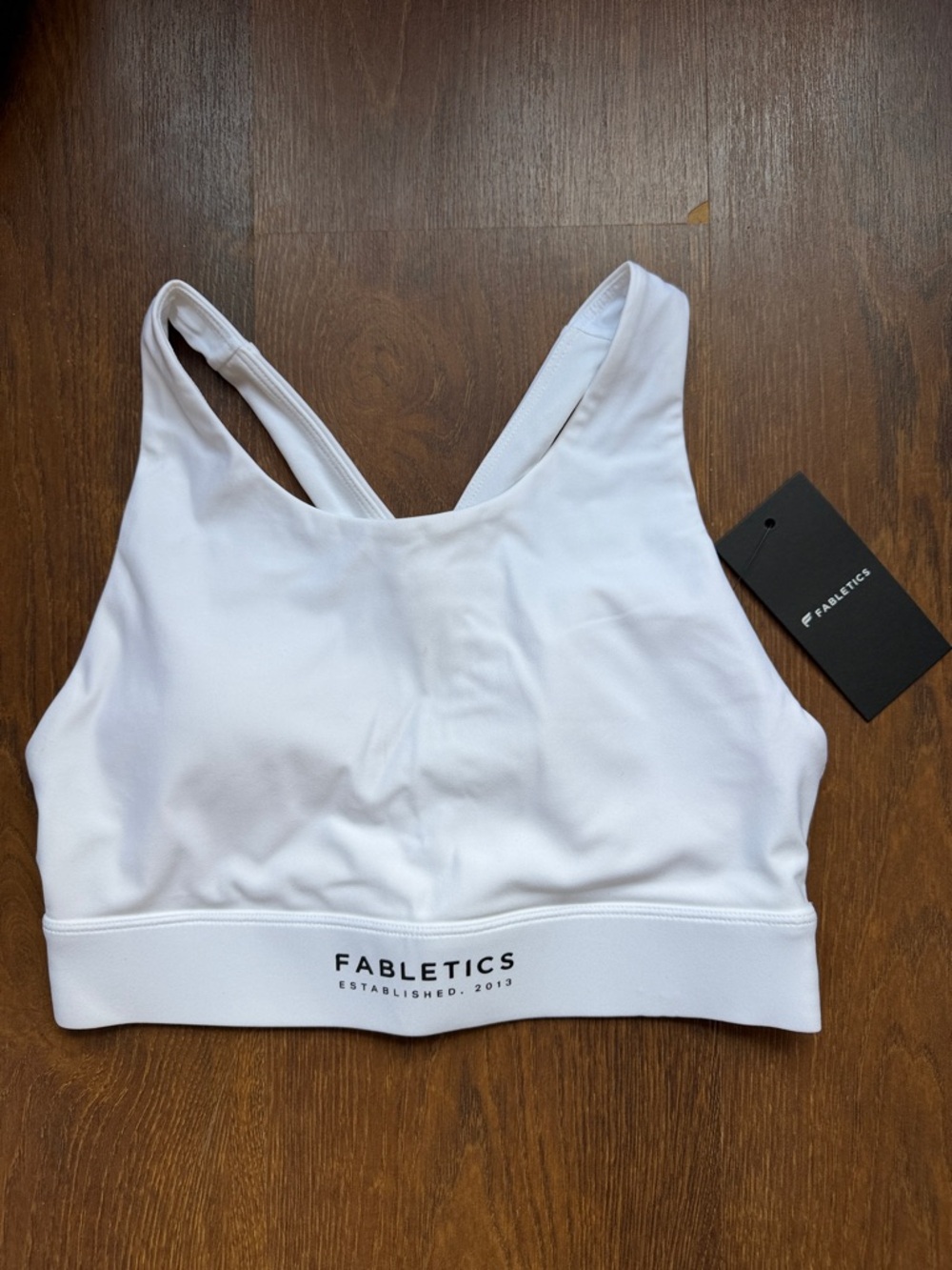 Fabletics White Padded Racerback Sports Bra